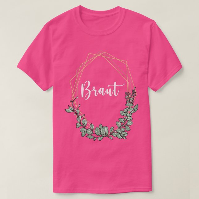 Camiseta Noiva I coroa floral casamento estilo boho eucalip (Frente do Design)