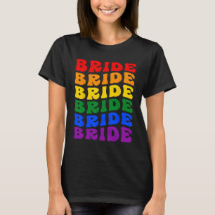 Camiseta Noiva Lgbt Groovy Bandeira Arco-Íris Festa de Desp
