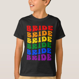 Camiseta Noiva Lgbt Groovy Bandeira Arco-Íris Festa de Desp