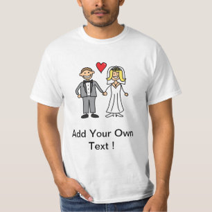 Camiseta Noiva & Noivo Cartoon - Adicione Sua Própria Mensa