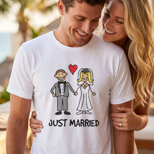 Camiseta Noiva & Noivo Recém-Casados Desenho Animado