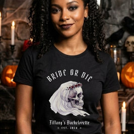 Camiseta Noiva ou Morra Crânio de Esqueleto Halloween Despe
