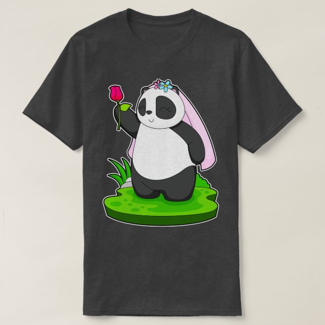 Camiseta Noiva Panda Rosa Casamento (Frente do Design)