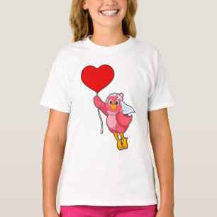 Camiseta Noiva Pássaro com Véu e Balão de Coração