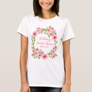 Camiseta Noiva Personalizada Chuveiro Rosas Cor-de-Rosa Sel