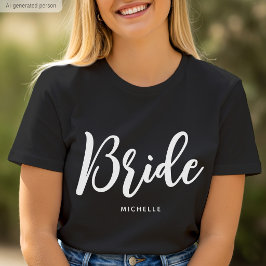 Camiseta Noiva Personalizada Nome Preto Branco