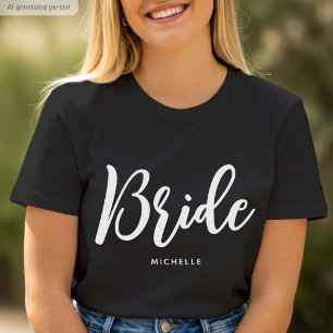 Camiseta Noiva Personalizada Nome Preto Branco