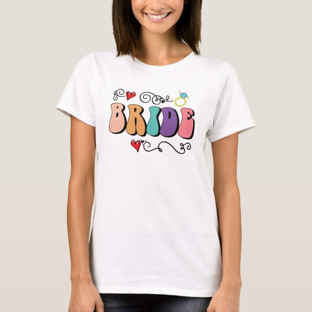 Camiseta Noiva Retro Bachelorette Colorida (Frente)