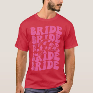 Camiseta Noiva Retro Groovy Rodeio Cowgirl Despedida de Sol