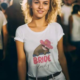 Camiseta Noiva Retro Sloth Groovy Nome Personalizado Bachel