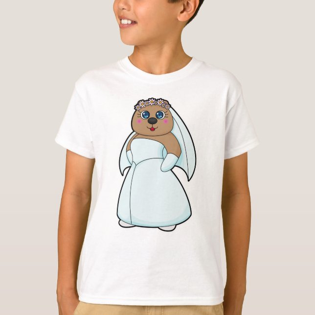 Camiseta Noiva Urso com Coroa de Flores (Frente)