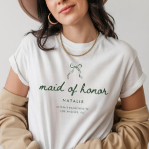 Camiseta Noiva Verde Coquette Nome da Dama de Honra Despedi