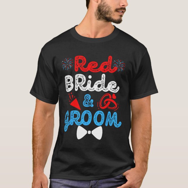 Camiseta Noiva Vermelha E Casamento Engraçado De Casamento  (Frente)