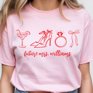 Camiseta Noiva Vermelha Elegante Festa de Despedida de Solt