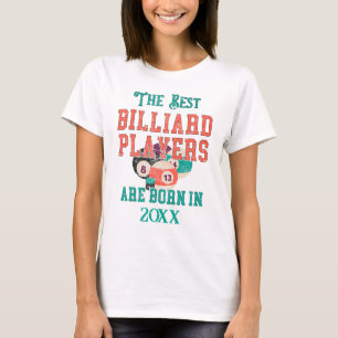 Camiseta Noivado do Ano de Nascimento do Bilhar Personaliza