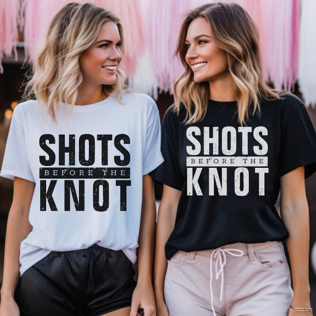 Camiseta Noivas Antes do Sim, Festa da Despedida (Shots Before the Knot Bachelorette Party T-Shirt)