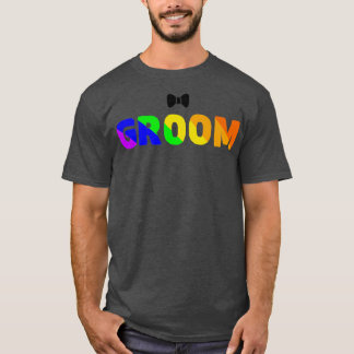 Camiseta noivo arco-íris casamento lgbtq