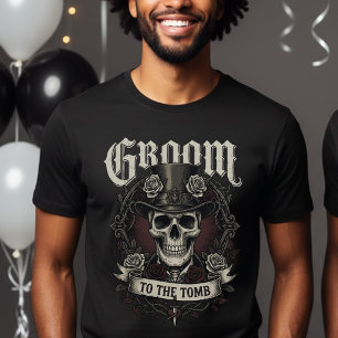 Camiseta Noivo até a Tumba Caveira Senhor Marido Casamento
