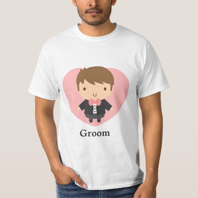 Camiseta Noivo de casamento fofo em smoking (Frente)