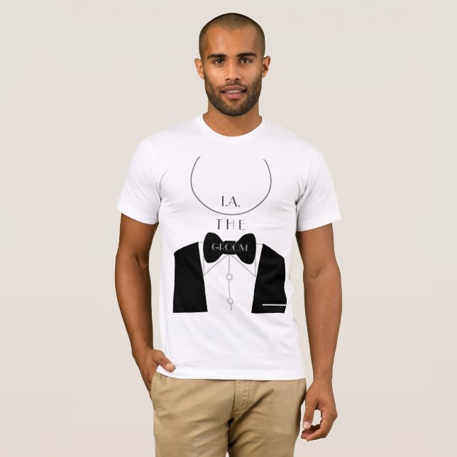 Camiseta Noivo de Monograma Preto e Branco Simples e Modern (Frente Completa)