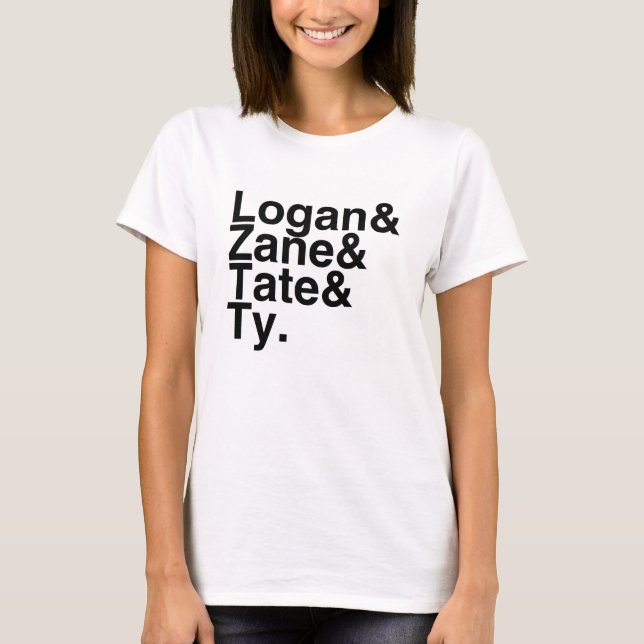 Camiseta Noivo Logan do livro, Zane, Tate, Ty (Frente)