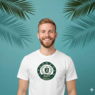 Camiseta Noivo Personalizado Nome Verde e Creme Cume Casame