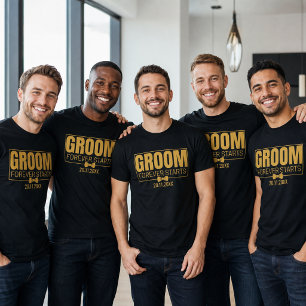 Camiseta Noivo Personalizado Para Sempre Começa Data do Cas