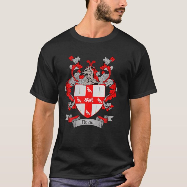 Camiseta Nolan Casaco De Braços | Nolan Surname Family Cres (Frente)