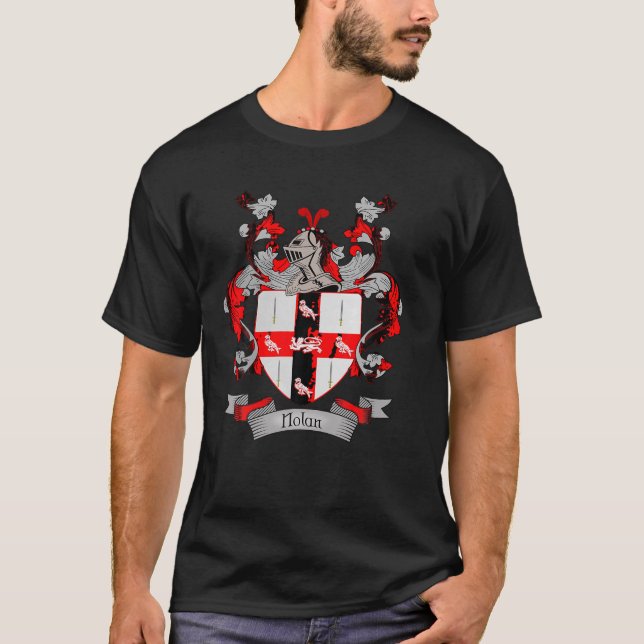 Camiseta Nolan Casaco de Braços Nolan Surname Family Crest  (Frente)