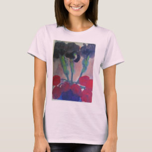 Camiseta Nolde - íris pretas & tulipas vermelhas