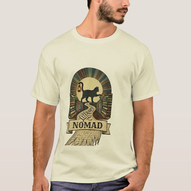 CAMISETA NÓMADA LITERÁRIO - GATO PRETO ENGRAÇADO (Frente)