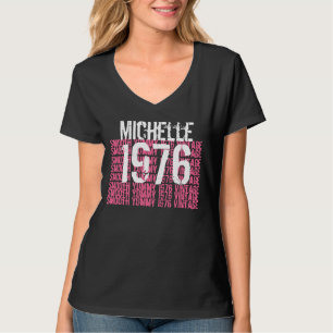 Camiseta Nome 1976 feito sob encomenda branco do rosa do