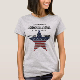 Camiseta Nome    250º Feliz Aniversário América Bandeira Fe