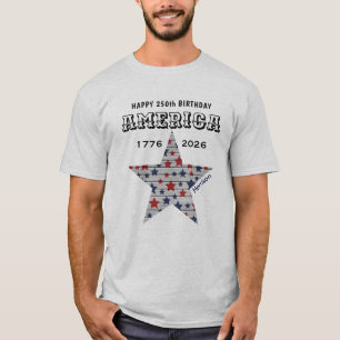 Camiseta Nome    250º Feliz Aniversário América Cinza Cinza