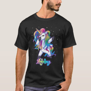 Camiseta Nome ABBY Personalizado do Rainbow Unicorn Dabb Pe