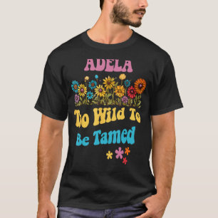 Camiseta Nome ADELA Fofo Retro Meninas Flor Silvestre Nome
