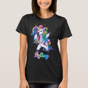 Camiseta Nome ADLEY Personalizado do Rainbow Unicorn Dab Pe