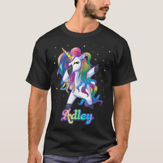 Camiseta Nome ADLEY Personalizado do Rainbow Unicorn Dab Pe