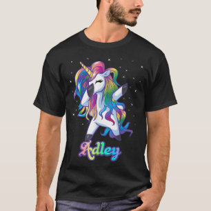 Camiseta Nome ADLEY Personalizado do Rainbow Unicorn Dab Pe