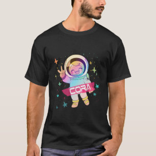 Camiseta Nome Adorável Cora Com Astronauta
