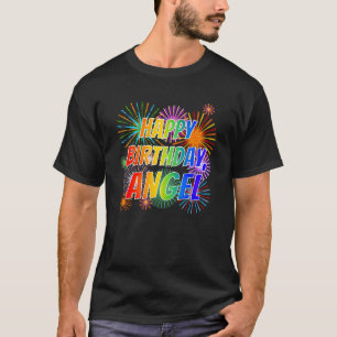 Camiseta Nome "ANGEL", Diversão "FELIZ ANIVERSÁRIO"