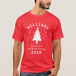 Camiseta Nome Ano Estrela Árvore de Natal Família Diversão