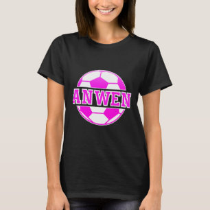 Camiseta Nome Anwen Meninas Futebol Jogam Futebol Fã de Esp