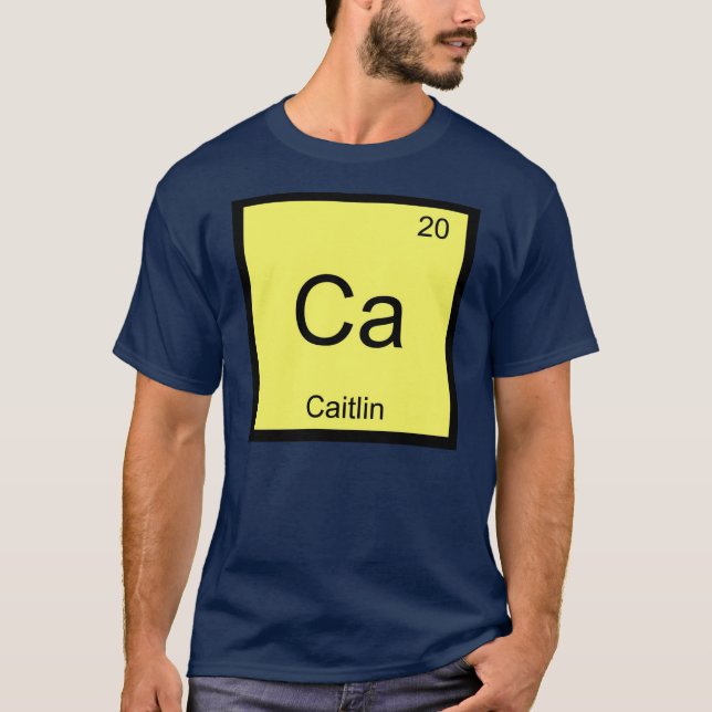 Camiseta Nome Caitlin Elemento Químico Mesa periódica (Frente)