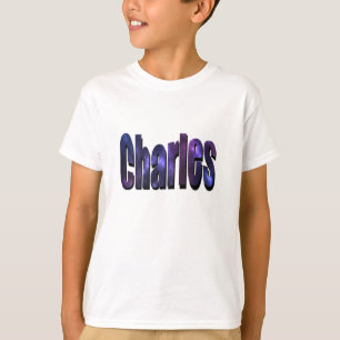 Camiseta Nome Charles Feito De Nuvens De Nebulosa,