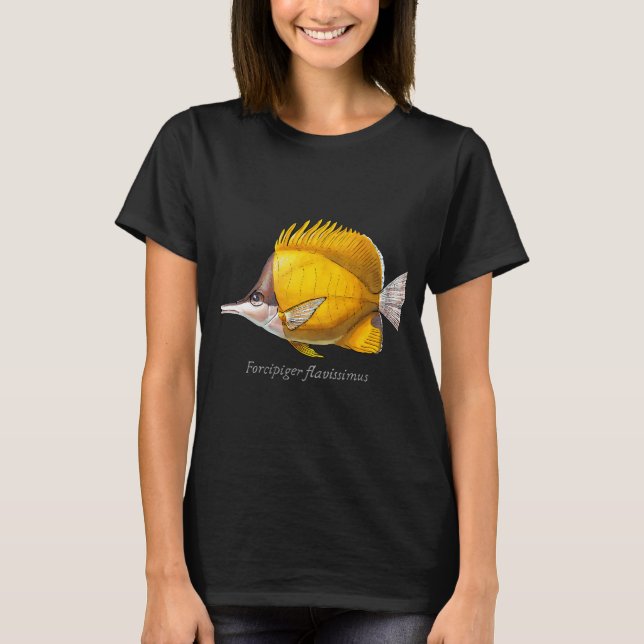 Camiseta Nome Científico do Peixe Peixe Borboleta Bico Long (Frente)