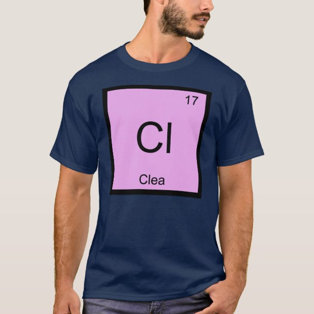 Camiseta Nome Clea Elemento Químico Tabela Periódica (Frente)