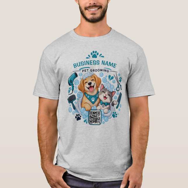 Camiseta Nome Comercial Personalizado & Código QR Cabelerei (Frente)