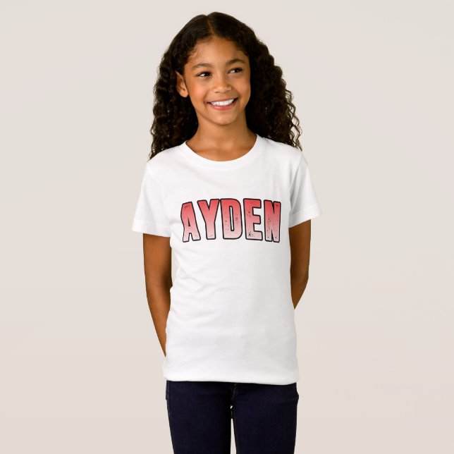 Camiseta Nome cor-de-rosa Ayden (Frente Completa)