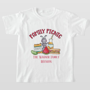 Camiseta Nome da adição de piquenique de reunião de família